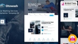 Otowash Car Washing Cleaning Services Elementor Template Kit | Car Wash [GPL]