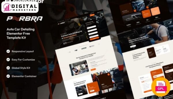 Perbra Car Auto Care Detailing Elementor Template Kit | Car Detailing [GPL]