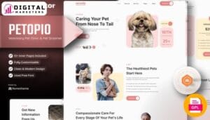 Petopio Pet Grooming Vetenary Elementor Template Kit | Pet Care Website [GPL]
