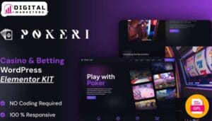 Pokeri Casino Betting Elementor Pro Template Kit | Online Casino & Betting [GPL]