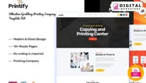 Printify Printing Company Elementor Template Kit | Printing Services [GPL]