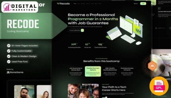 ReCode Coding Bootcamp Elementor Template Kit | Coding School Website [GPL]