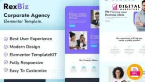 RexBiz Corporate Agency Elementor Template Kit | Corporate Consulting [GPL]