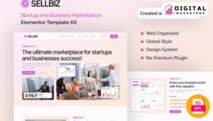 Sellbiz Startup and Business Marketplace Elementor Template Kit - Build Your Platform [GPL]