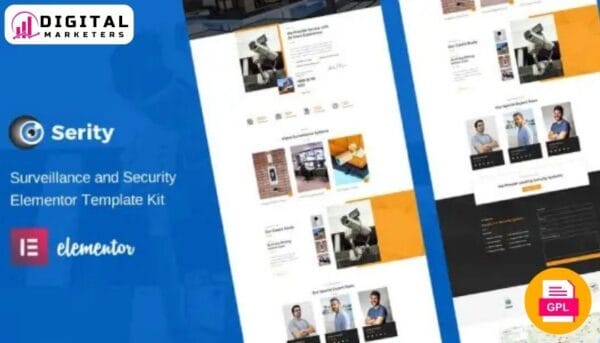 Serity CCTV Security Cameras Elementor Template Kit - Secure Your Business [GPL]