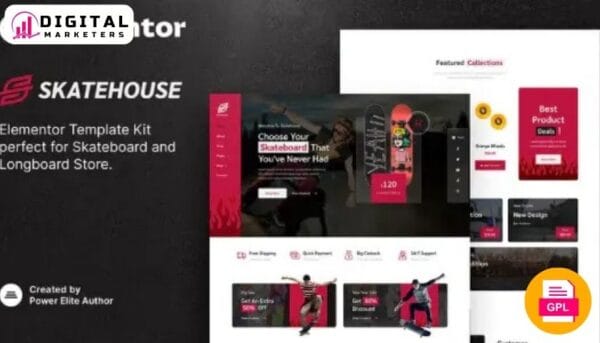 Skatehouse Skateboard Extreme Sport Shop Elementor Template Kit - Your Shop [GPL]