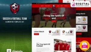 Socca Football Team Sports Club Elementor Template - Score Big Online [GPL]