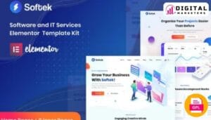 Softek Software IT Solutions Elementor Template - Power Your Tech Business [GPL]