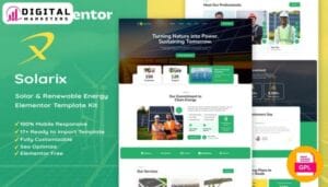 Solarix Solar Renewable Energy Elementor Template - Go Green Online [GPL]