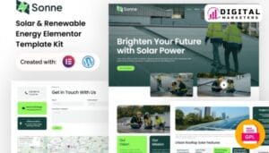 Sonne Solar Renewable Energy Elementor Template - Power a Sustainable Future [GPL]