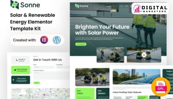 Sonne Solar Renewable Energy Elementor Template - Power a Sustainable Future [GPL]