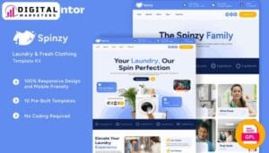Spinzy Laundry Fresh Clothing Elementor Template - Your Fresh Start Online [GPL]