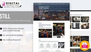 Still Steel Factory Manufacturing Elementor Template Kit - Industrial Powerhouse [GPL]