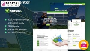 Sunara Solar Renewable Energy Elementor Pro Template - Sustainable Power [GPL]