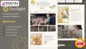 Sunlight Charity and Volunteer Elementor Template - Support Your Cause [GPL]