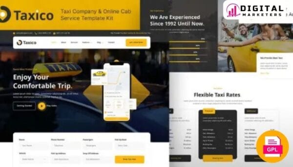 Taxico Taxi Company Online Cab Service Elementor Template - Drive More Bookings [GPL]