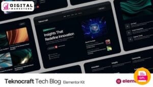 Teknocraft Dark Theme Technology Blog Template Kit - Elevate Your Tech Content [GPL]