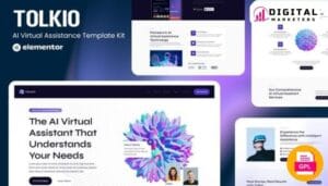 Tolkio AI Virtual Assistance App Elementor Template - Your Smart App Showcase [GPL]