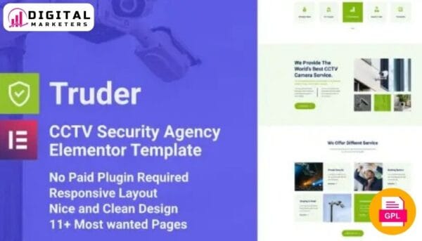 Truder CCTV Security Service Elementor Template Kit - Your Security Partner [GPL]