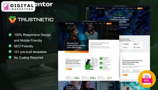 Trustnetic Cyber Security Services Elementor Pro Template - Digital Defense Partner [GPL]