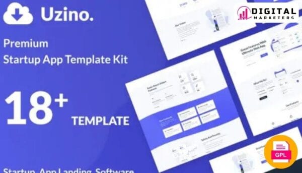 Uzino Startup App Elementor Template Kit - Showcase Your Innovation [GPL]