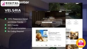 Veloria Hotel Resort Elementor Pro Template Kit - Your Luxurious Online Getaway [GPL]