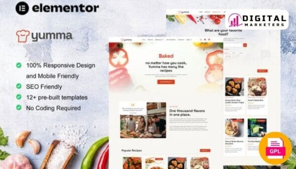Yumma Food Recipe Elementor Template Kit for Food Bloggers [GPL]