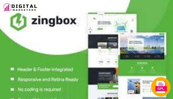 Zingbox Wind Solar Energy Elementor Template Kit for Renewables [GPL]