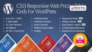 CSS3 Responsive WordPress Compare Pricing Tables v11.5 [GPL]