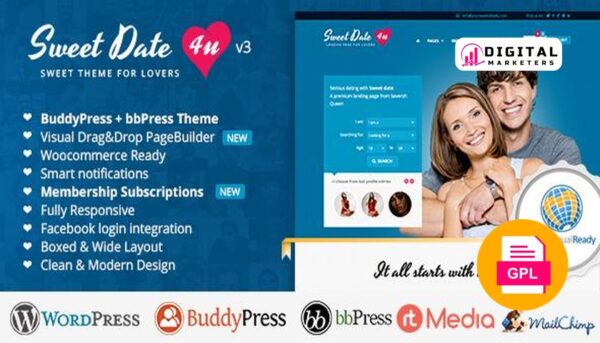 Sweet Date More than a WordPress Dating Theme v3.9.1 [GPL]