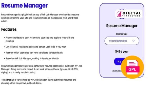 WP Job Manager Resume Manager Addon v2.2.0 [GPL]
