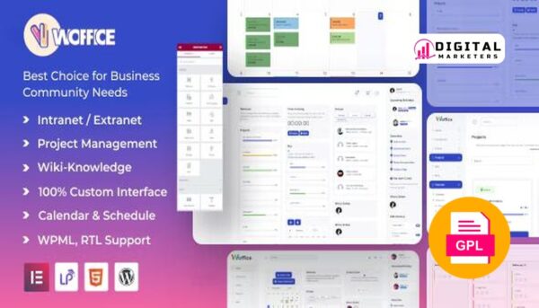 Woffice Intranet, Extranet & Project Management WordPress Theme v5.1.9 [GPL]